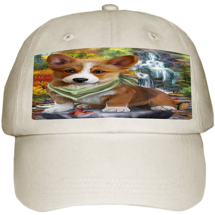 Scenic Waterfall Corgi Dog Ball Hat Cap HAT52968