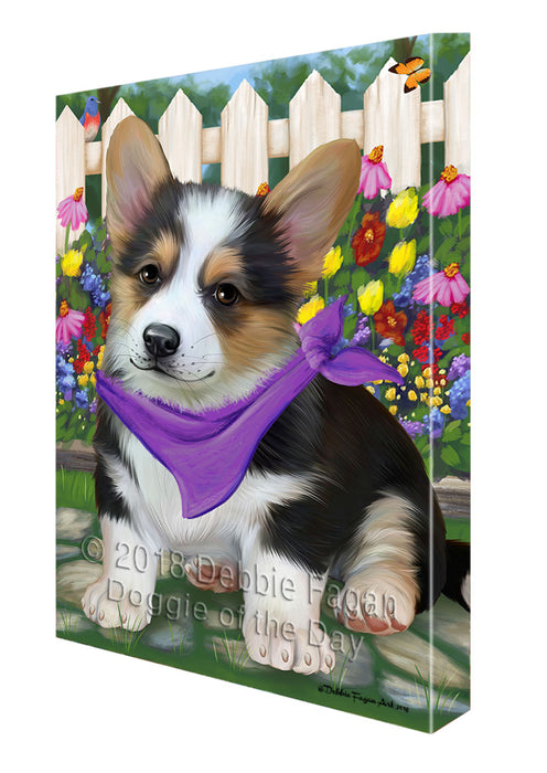 Spring Floral Corgi Dog Canvas Wall Art CVS64537