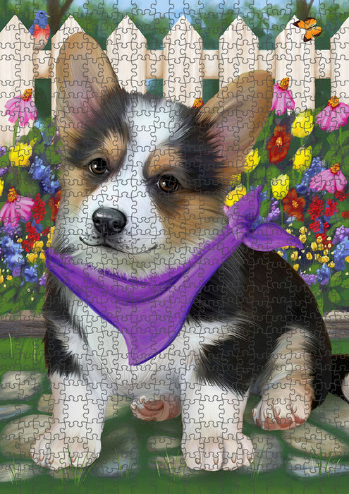 Spring Floral Corgi Dog Puzzle with Photo Tin PUZL53301