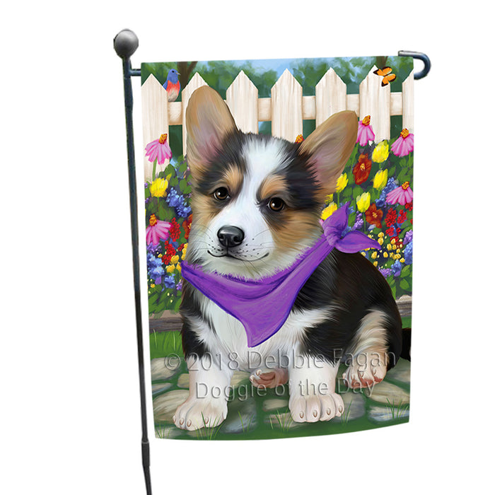 Spring Floral Corgi Dog Garden Flag GFLG49694