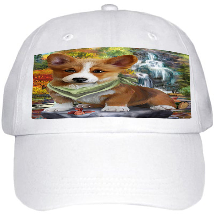 Scenic Waterfall Corgi Dog Ball Hat Cap HAT52968