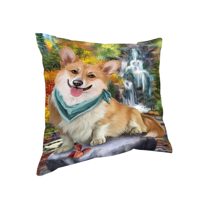 Scenic Waterfall Corgi Dog Pillow PIL54840