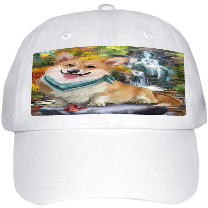 Scenic Waterfall Corgi Dog Ball Hat Cap HAT52971
