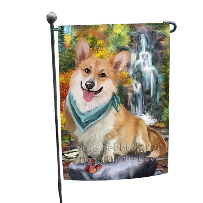 Scenic Waterfall Corgi Dog Garden Flag GFLG49575