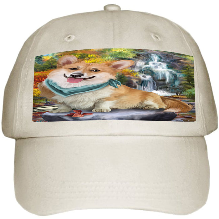 Scenic Waterfall Corgi Dog Ball Hat Cap HAT52971