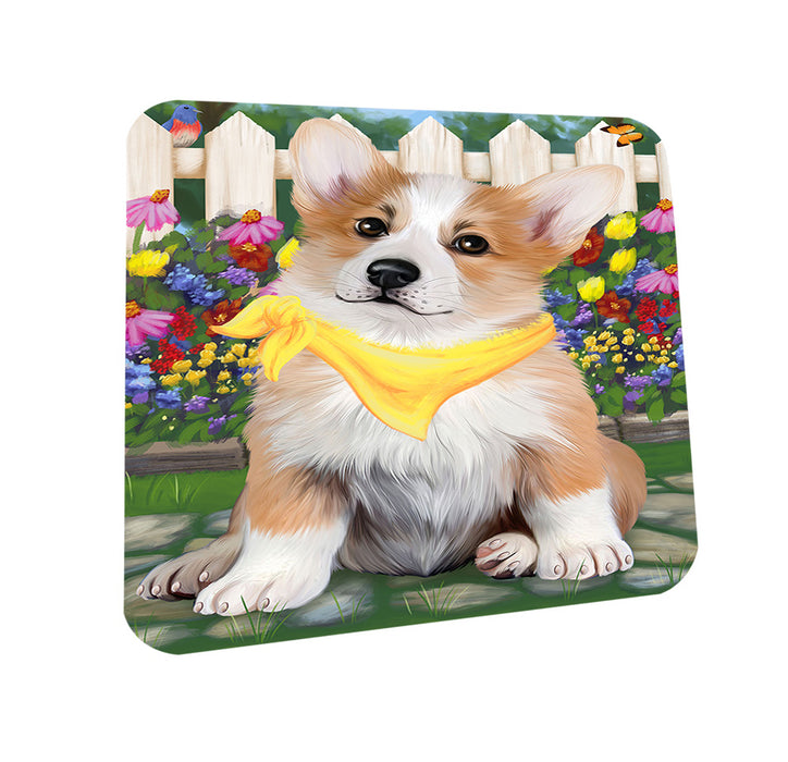 Spring Floral Corgi Dog Coasters Set of 4 CST49825