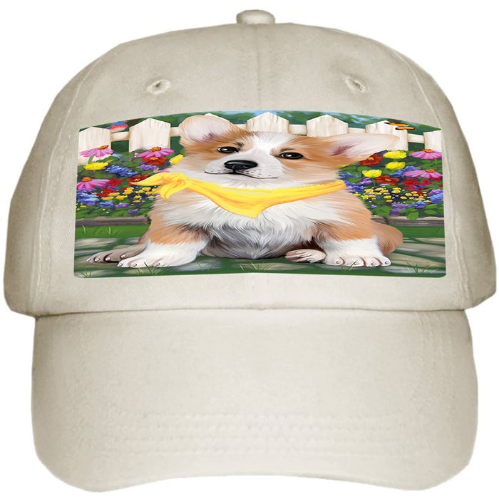 Spring Floral Corgi Dog Ball Hat Cap HAT53331