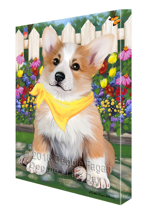Spring Floral Corgi Dog Canvas Wall Art CVS64546