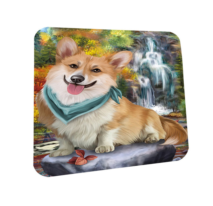 Scenic Waterfall Corgi Dog Coasters Set of 4 CST49655