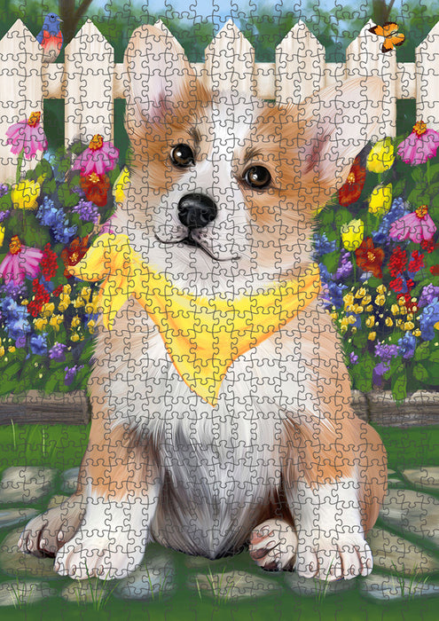 Spring Floral Corgi Dog Puzzle with Photo Tin PUZL53304