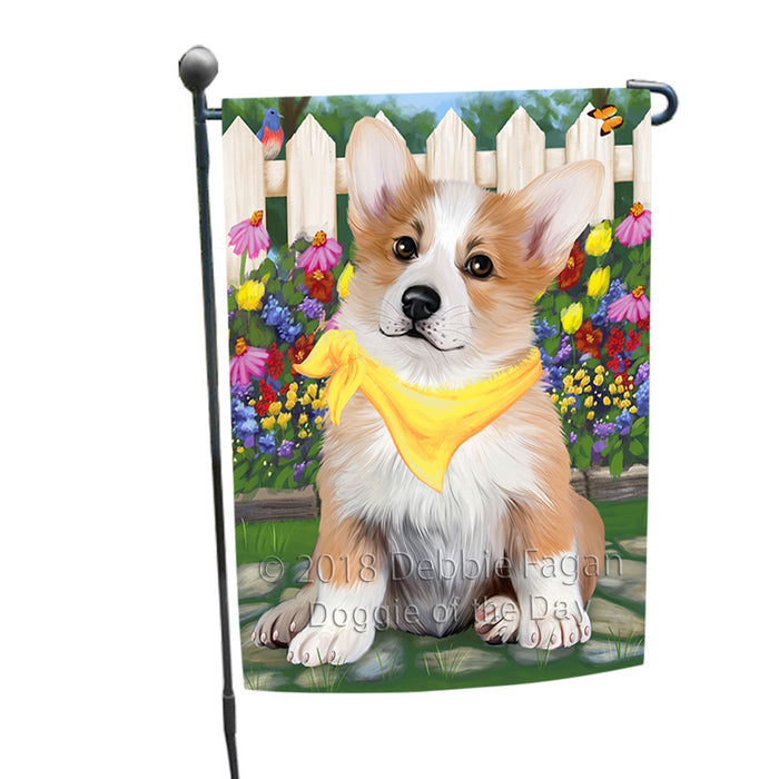 Spring Floral Corgi Dog Garden Flag GFLG49695