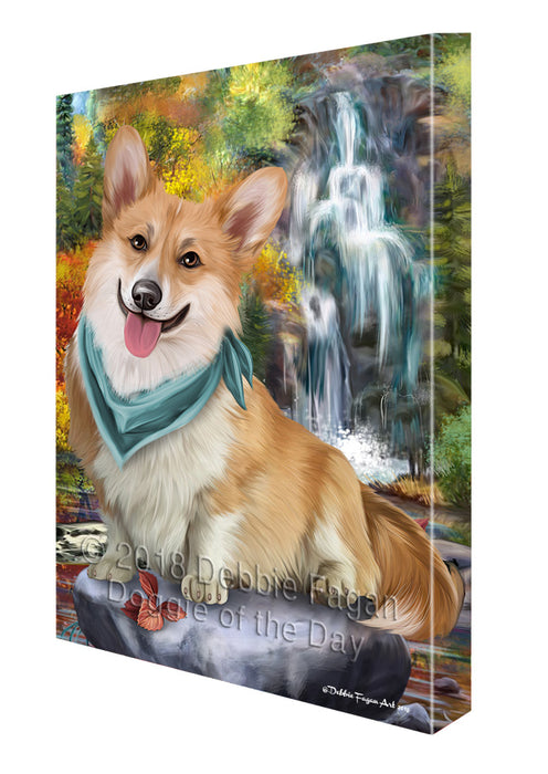 Scenic Waterfall Corgi Dog Canvas Wall Art CVS63466