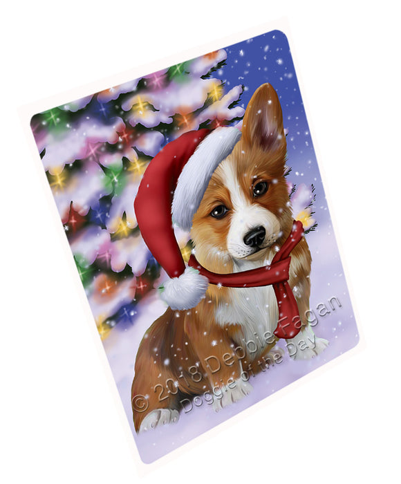 Winterland Wonderland Corgi Dog In Christmas Holiday Scenic Background  Large Refrigerator / Dishwasher Magnet RMAG81198