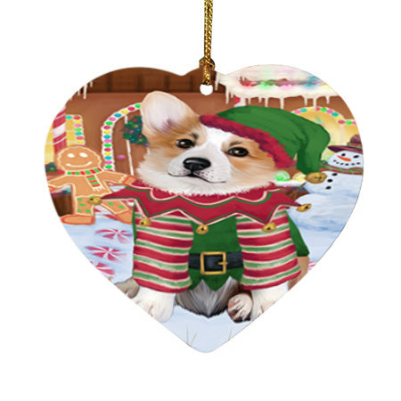 Christmas Gingerbread House Candyfest Corgi Dog Heart Christmas Ornament HPOR56674