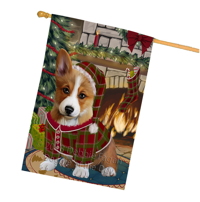The Stocking was Hung Corgi Dog House Flag FLG55717