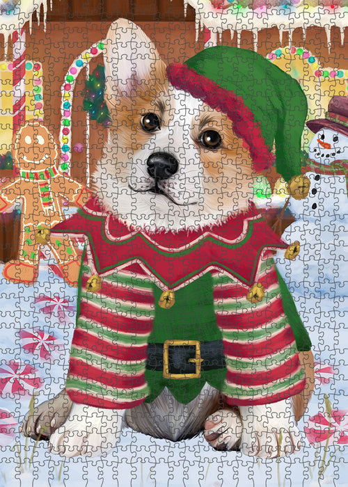 Christmas Gingerbread House Candyfest Corgi Dog Puzzle with Photo Tin PUZL93472