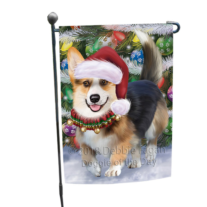 Trotting in the Snow Corgi Dog Garden Flag GFLG54754