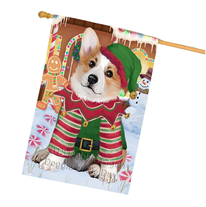 Christmas Gingerbread House Candyfest Corgi Dog House Flag FLG57002