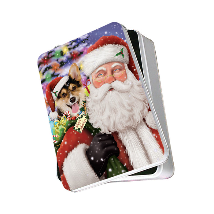 Santa Carrying Corgi Dog and Christmas Presents Photo Storage Tin PITN53927