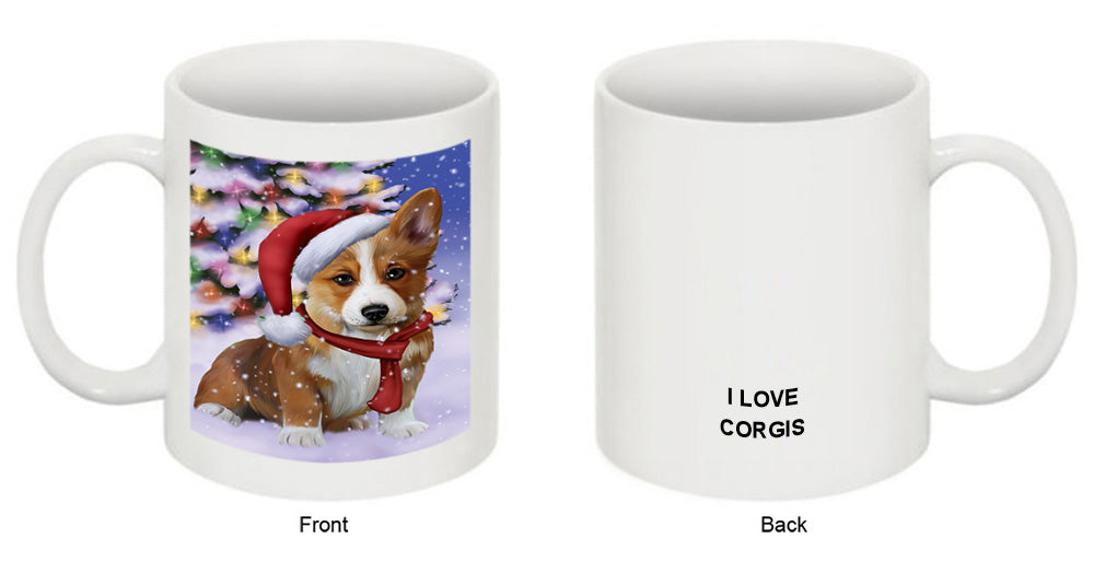 Winterland Wonderland Corgi Dog In Christmas Holiday Scenic Background  Coffee Mug MUG48784
