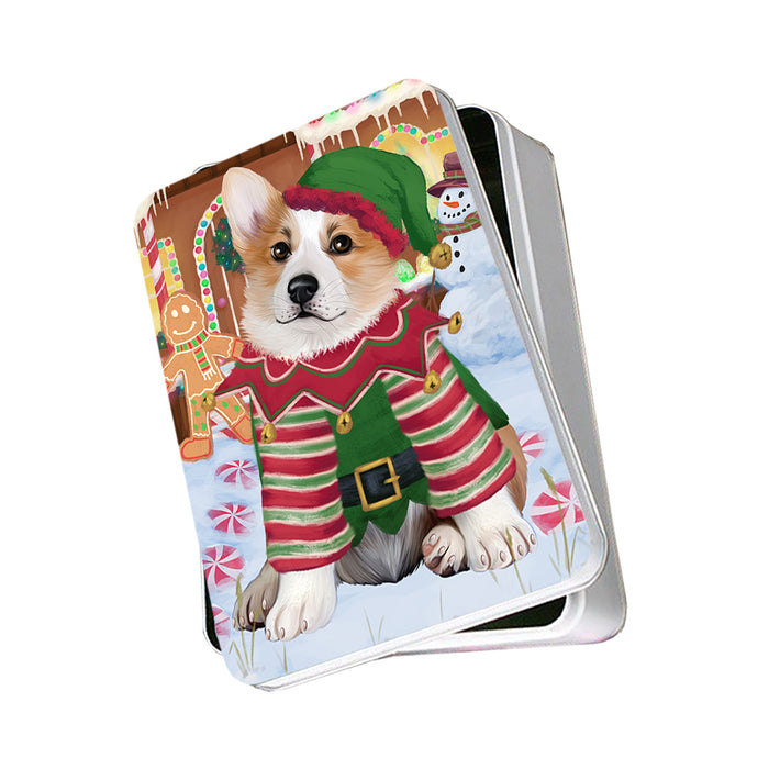 Christmas Gingerbread House Candyfest Corgi Dog Photo Storage Tin PITN56261