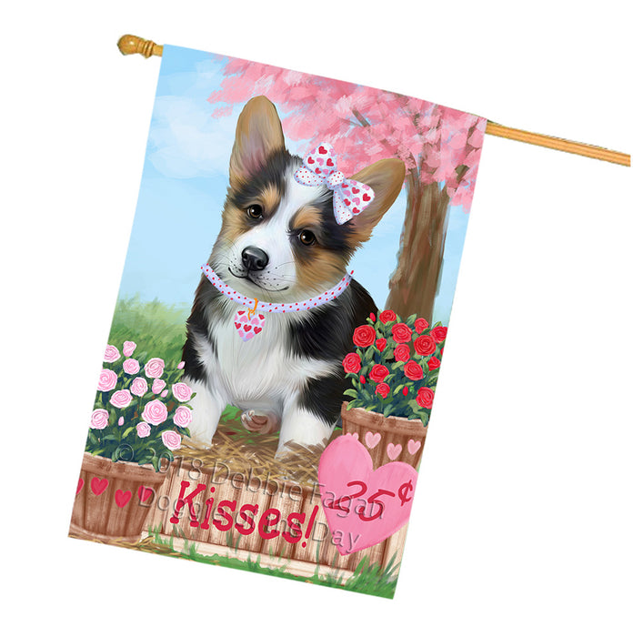 Rosie 25 Cent Kisses Corgi Dog House Flag FLG56537