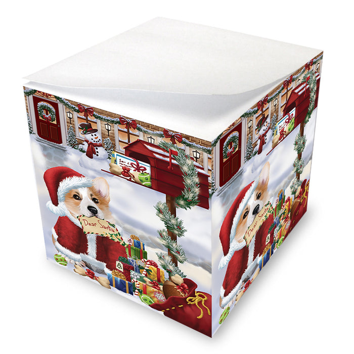 Corgi Dog Dear Santa Letter Christmas Holiday Mailbox Note Cube NOC55540