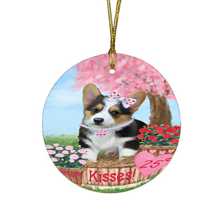 Rosie 25 Cent Kisses Corgi Dog Round Flat Christmas Ornament RFPOR56209