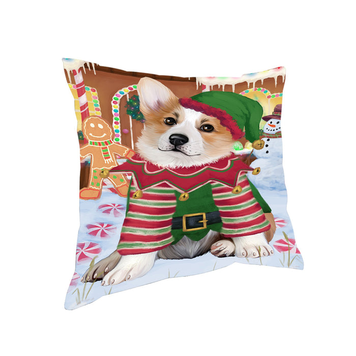 Christmas Gingerbread House Candyfest Corgi Dog Pillow PIL79564