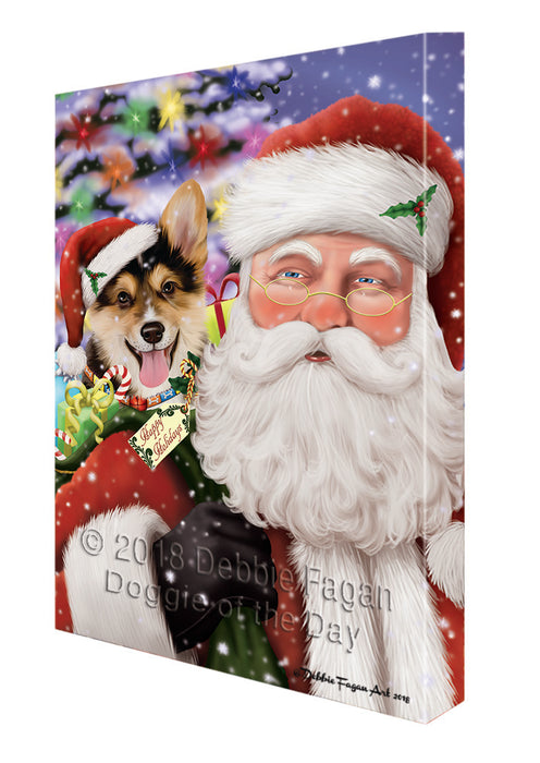Santa Carrying Corgi Dog and Christmas Presents Canvas Print Wall Art Décor CVS103706