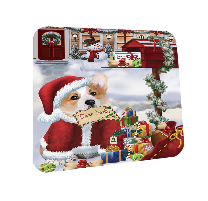 Corgi Dog Dear Santa Letter Christmas Holiday Mailbox Coasters Set of 4 CST53852