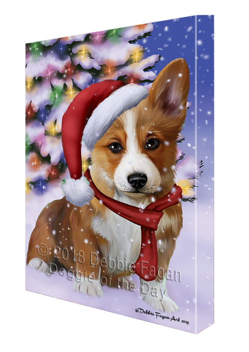 Winterland Wonderland Corgi Dog In Christmas Holiday Scenic Background  Canvas Print Wall Art Décor CVS98324