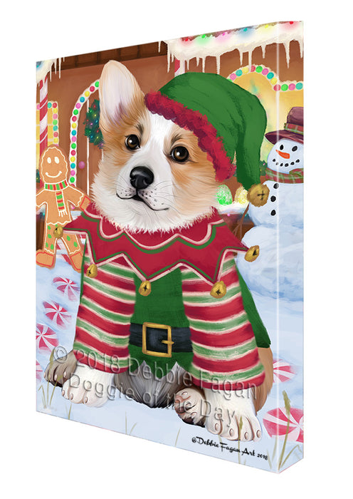 Christmas Gingerbread House Candyfest Corgi Dog Canvas Print Wall Art Décor CVS129086