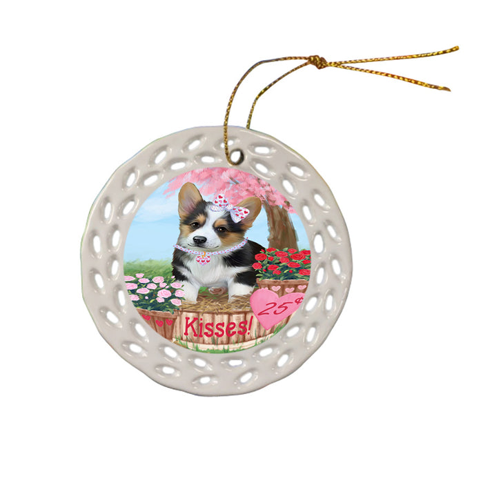 Rosie 25 Cent Kisses Corgi Dog Ceramic Doily Ornament DPOR56209