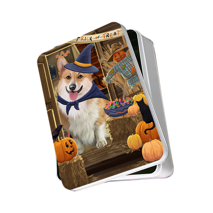 Enter at Own Risk Trick or Treat Halloween Corgi Dog Photo Storage Tin PITN53099