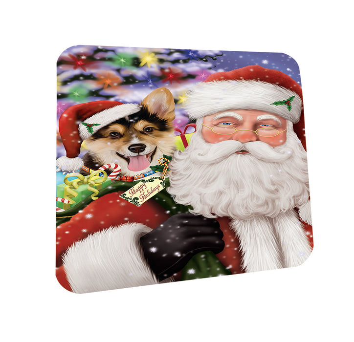 Santa Carrying Corgi Dog and Christmas Presents Coasters Set of 4 CST53942