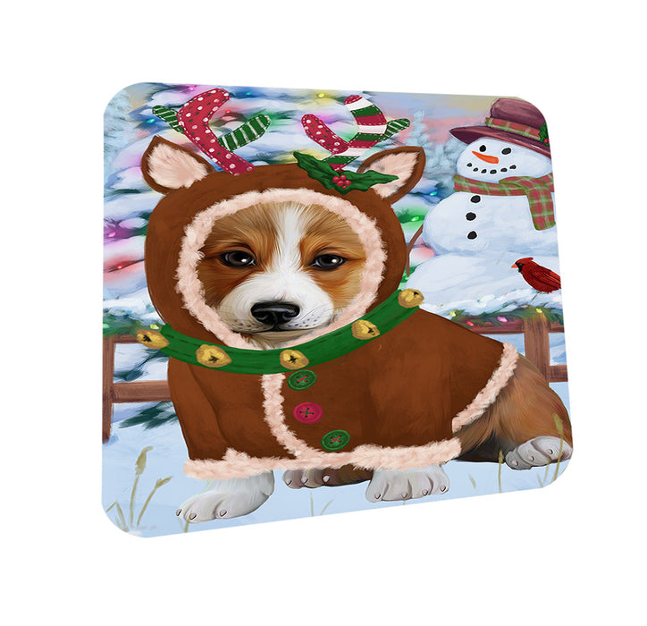 Christmas Gingerbread House Candyfest Corgi Dog Coasters Set of 4 CST56277
