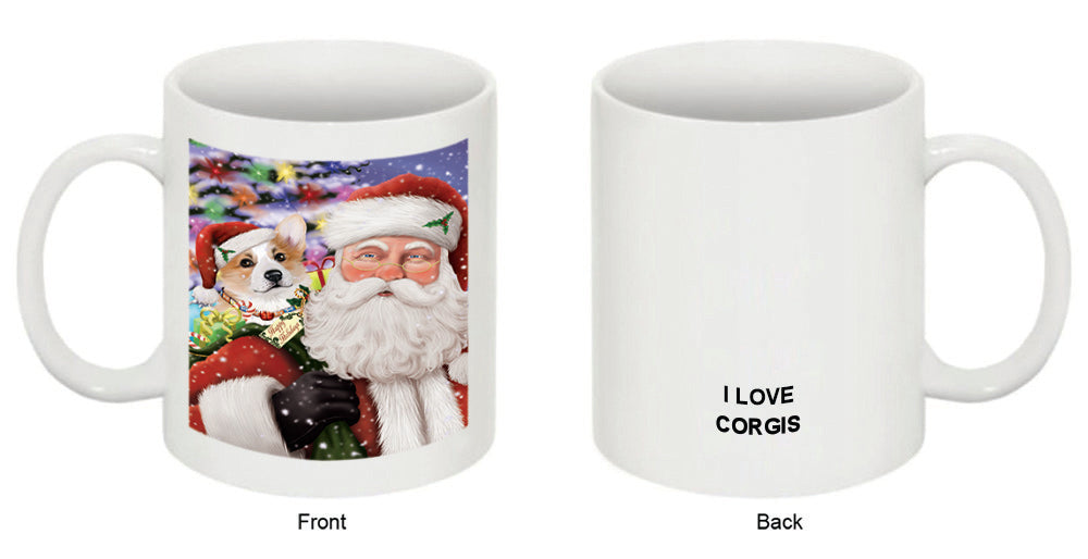 Santa Carrying Corgi Dog and Christmas Presents Coffee Mug MUG49383