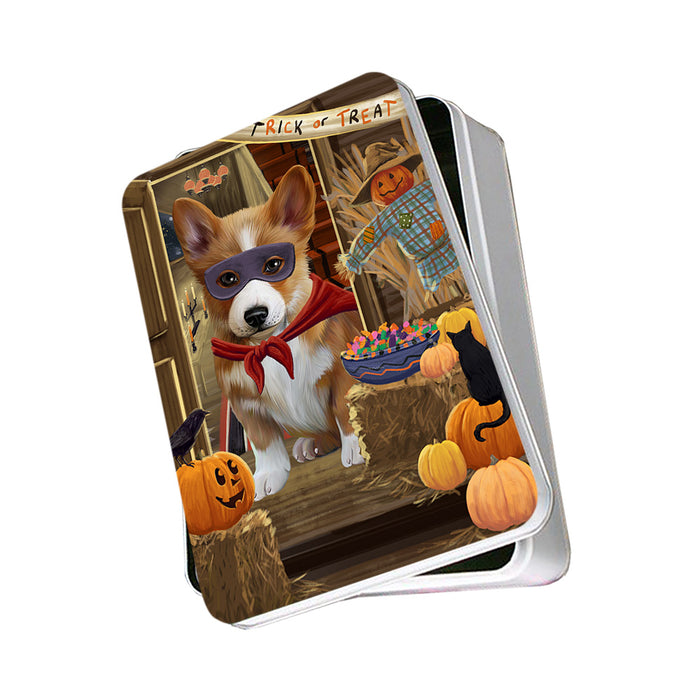 Enter at Own Risk Trick or Treat Halloween Corgi Dog Photo Storage Tin PITN53100