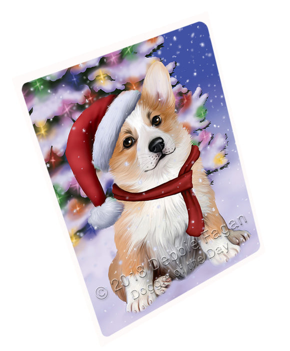 Winterland Wonderland Corgi Dog In Christmas Holiday Scenic Background  Large Refrigerator / Dishwasher Magnet RMAG81204