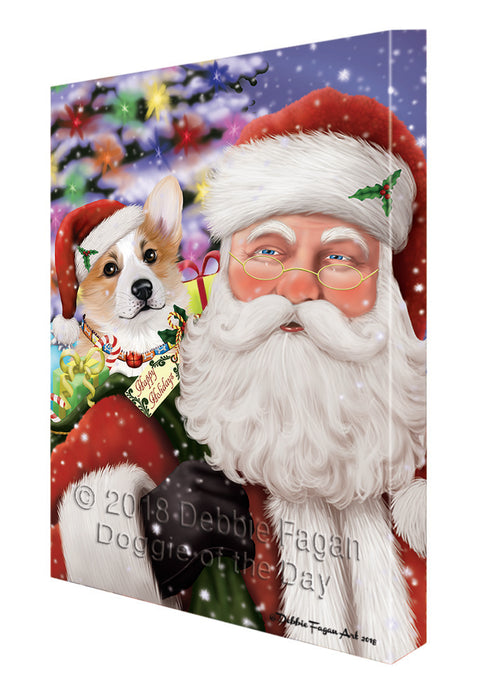 Santa Carrying Corgi Dog and Christmas Presents Canvas Print Wall Art Décor CVS103715