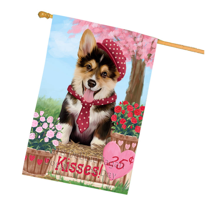 Rosie 25 Cent Kisses Corgi Dog House Flag FLG56538