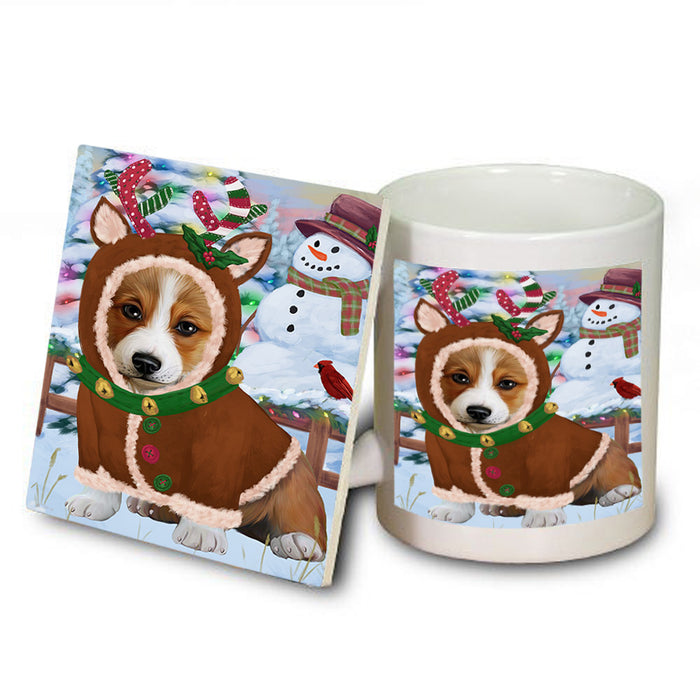 Christmas Gingerbread House Candyfest Corgi Dog Mug and Coaster Set MUC56311