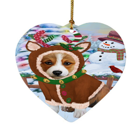 Christmas Gingerbread House Candyfest Corgi Dog Heart Christmas Ornament HPOR56675