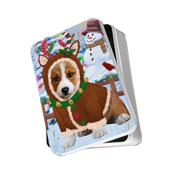 Christmas Gingerbread House Candyfest Corgi Dog Photo Storage Tin PITN56262