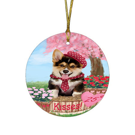 Rosie 25 Cent Kisses Corgi Dog Round Flat Christmas Ornament RFPOR56210