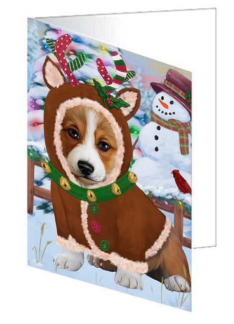 Christmas Gingerbread House Candyfest Corgi Dog Handmade Artwork Assorted Pets Greeting Cards and Note Cards with Envelopes for All Occasions and Holiday Seasons GCD73472