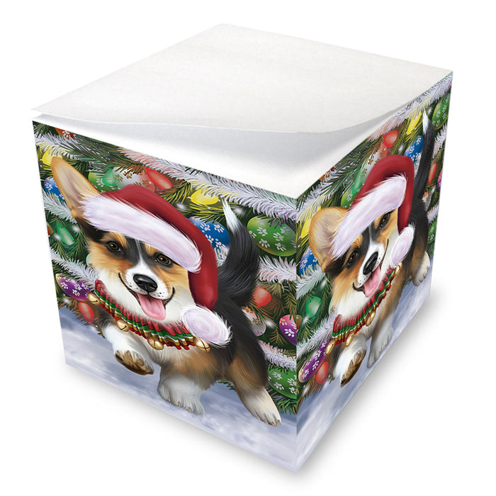 Trotting in the Snow Corgi Dog Note Cube NOC56211