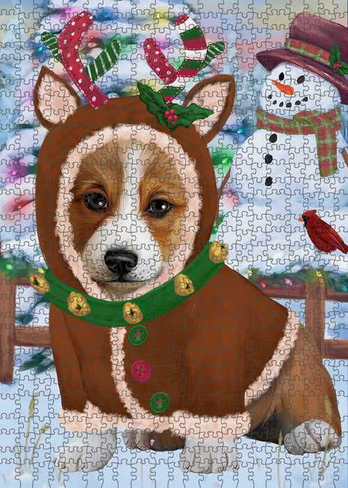 Christmas Gingerbread House Candyfest Corgi Dog Puzzle with Photo Tin PUZL93476
