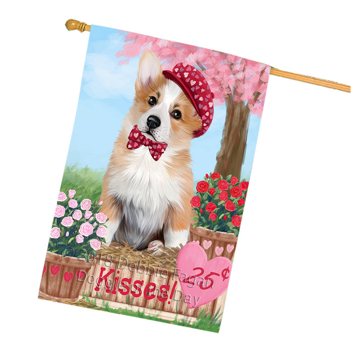Rosie 25 Cent Kisses Corgi Dog House Flag FLG56539